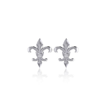 Fleur De Lis Silver Post Earrings TER1754 - Jewelry